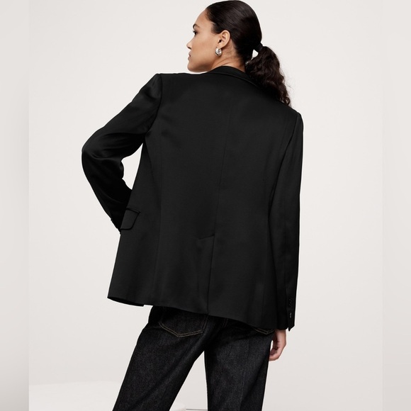 NWT Banana Republic Slim Italian Satin Black Blazer Size 6 Petite. - Picture 4 of 11